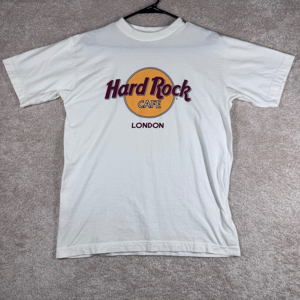 Hard Rock Cafe London Mens Small White Graphic T-Shirt Cotton Short Sleeve Logo